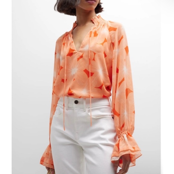 NEW RAMY BROOK FLORAL PRINT BALLOON-SLEEVE BLOUSE - Picture 5 of 11